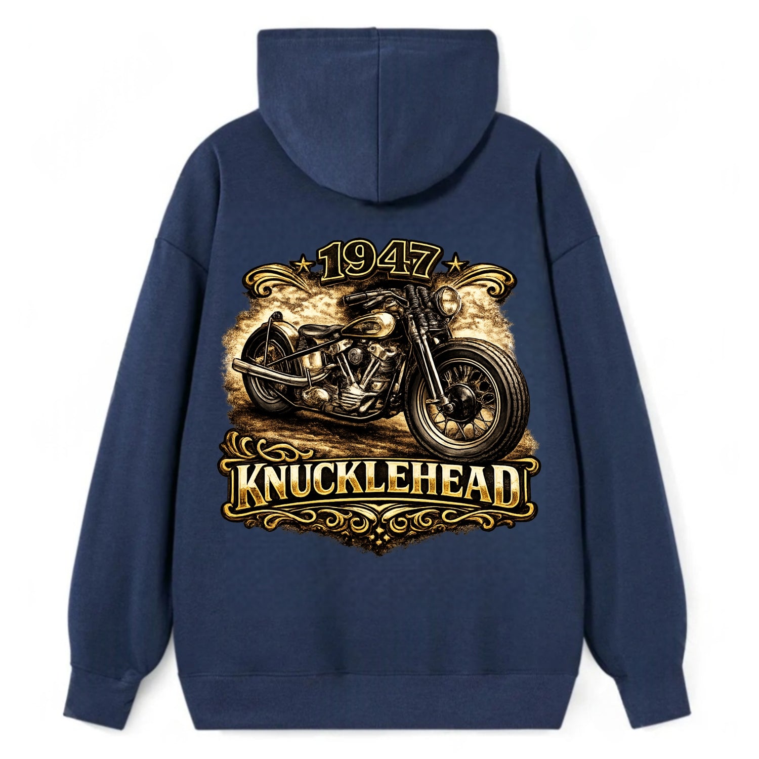 1947 Knucklehead Bobber - Classic Pullover Hoodie - Navy