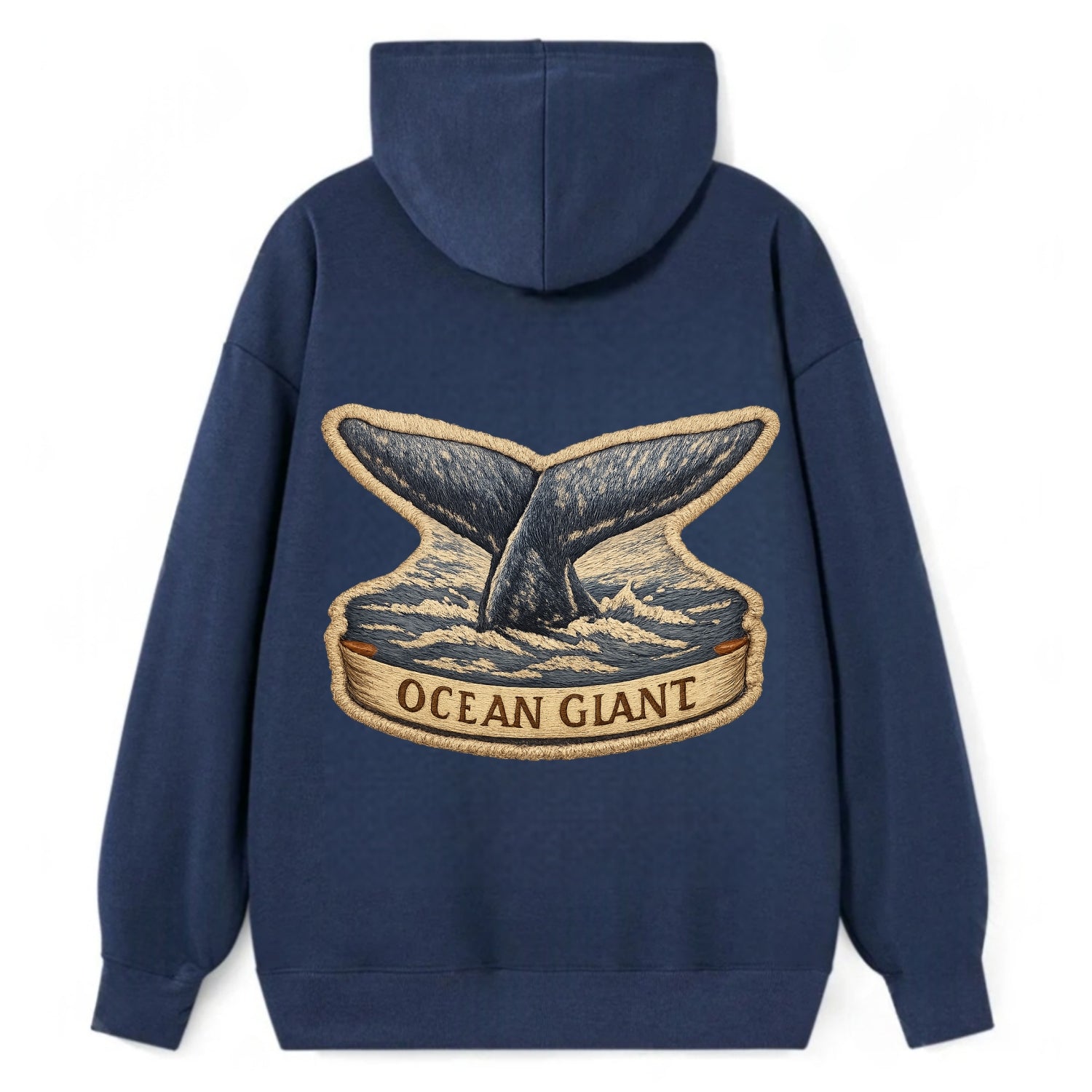 WHALE TAIL - diving whale in blue and gray , ocean giant - Classic Pullover Hoodie - Navy