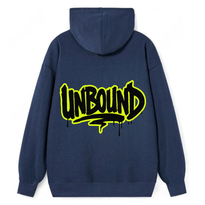Bold typography design - "UNBOUND" - without limits, free from constraints - Classic Pullover Hoodie - Navy