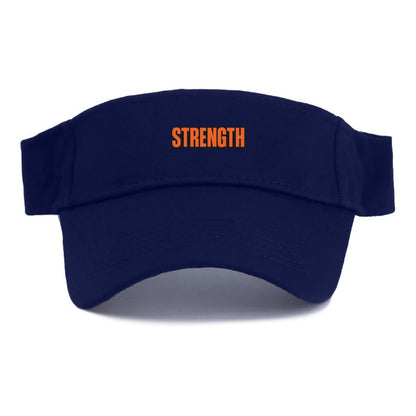Bold typography design - "STRENGTH" - inner power, resilience, fortitude - Visor - Navy