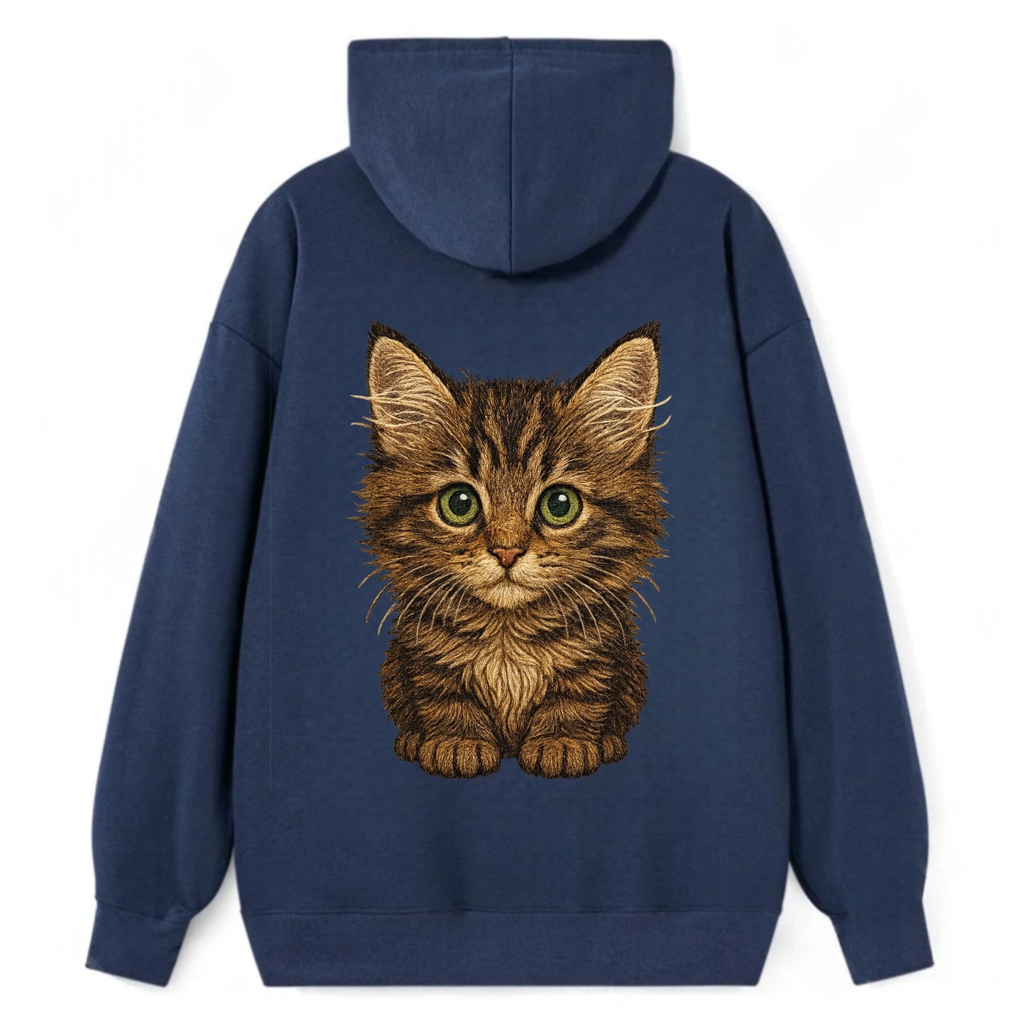 Baby Maine Coon Kitten - large fluffy tabby, tufted ears, big green eyes, - Classic Pullover Hoodie - Navy