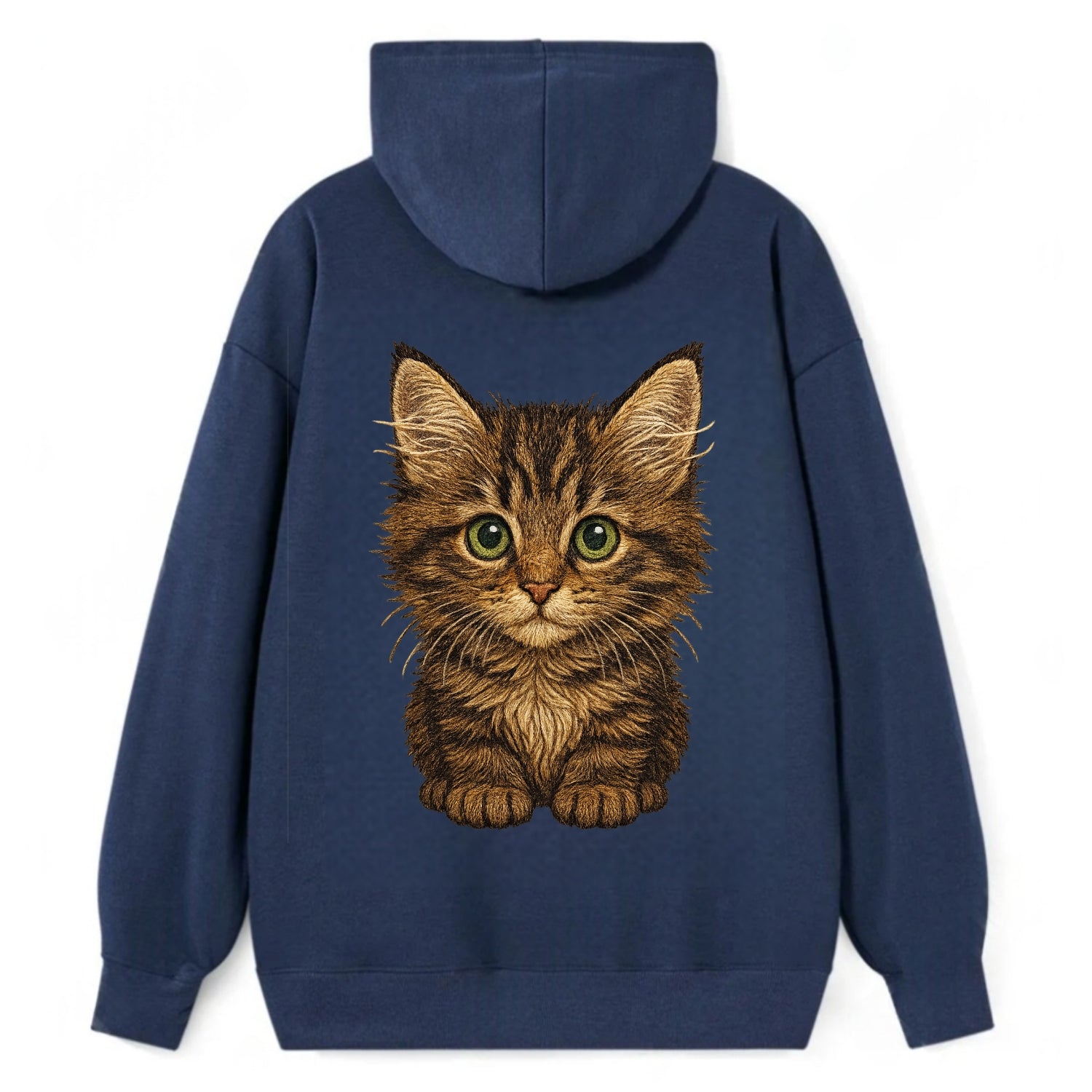 Baby Maine Coon Kitten - large fluffy tabby, tufted ears, big green eyes, - Classic Pullover Hoodie - Navy