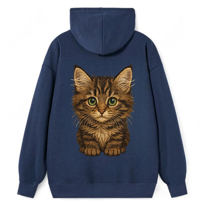 Baby Maine Coon Kitten - large fluffy tabby, tufted ears, big green eyes, - Classic Pullover Hoodie - Navy