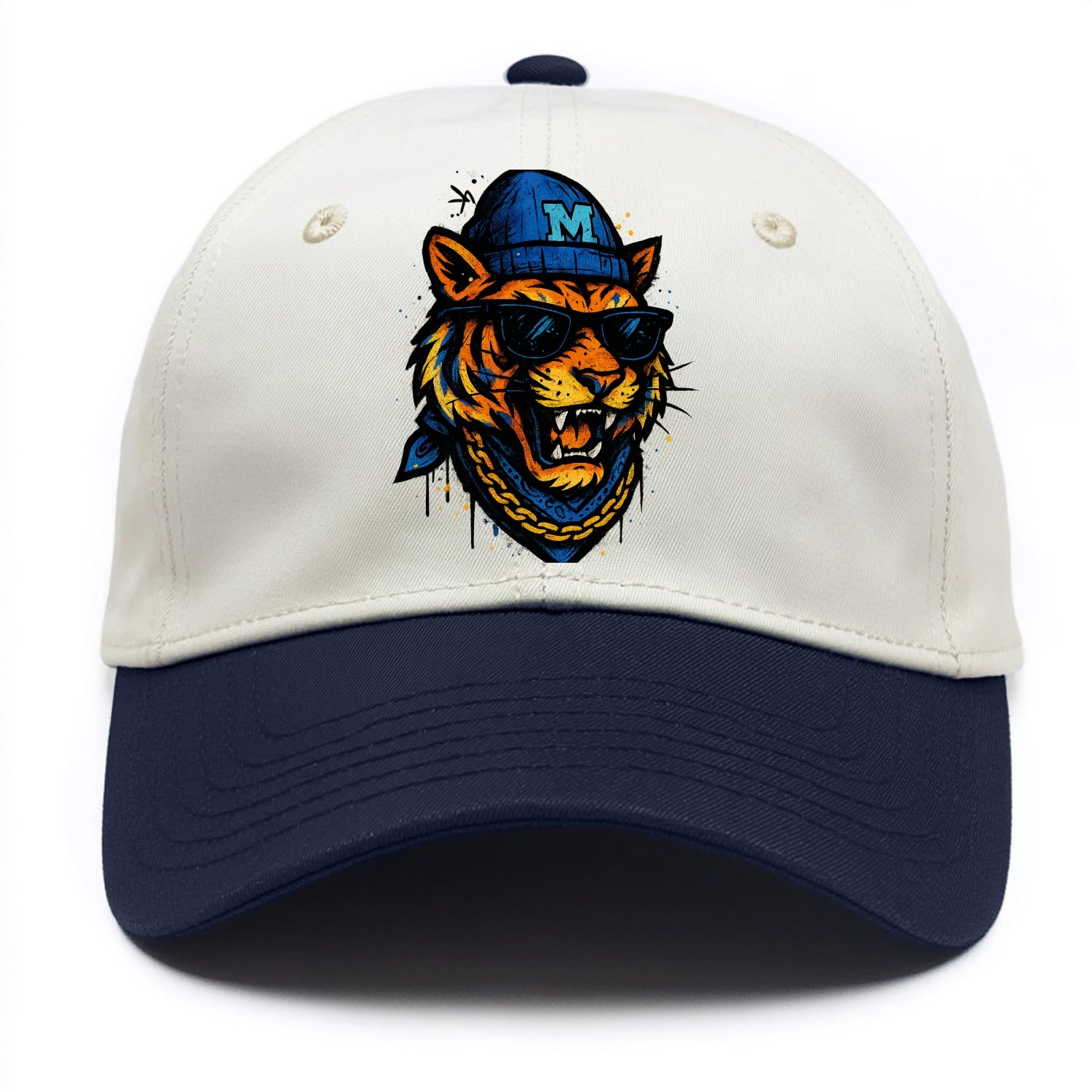 Memphis Tiger wearing Memphis beanie with M patch - Two Tone Cap - Navy