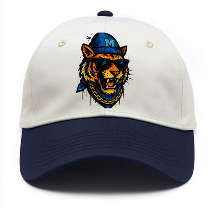 Memphis Tiger wearing Memphis beanie with M patch - Two Tone Cap - Navy