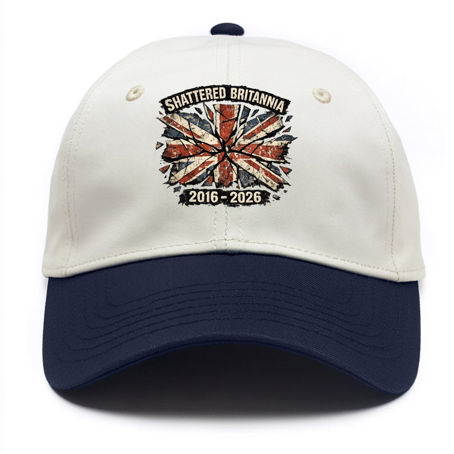 SHATTERED BRITANNIA | Cracked broken Union Jack | Fragmented glass effect | Pieces - Two Tone Cap - Navy