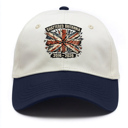 SHATTERED BRITANNIA | Cracked broken Union Jack | Fragmented glass effect | Pieces - Two Tone Cap - Navy