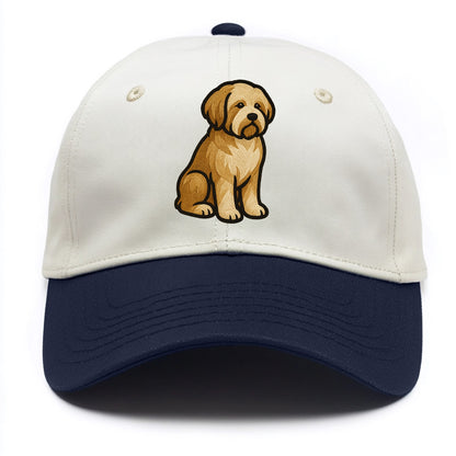 Tibetan Terrier - Gold and white embroidered sitting pose - Two Tone Cap - Navy