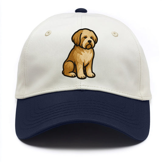 Tibetan Terrier - Gold and white embroidered sitting pose - Two Tone Cap - Navy