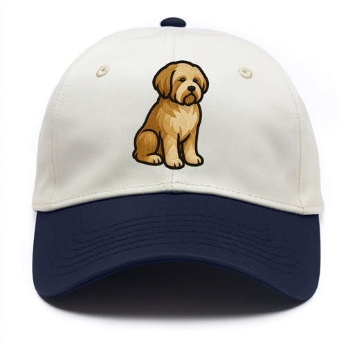 Tibetan Terrier - Gold and white embroidered sitting pose - Two Tone Cap