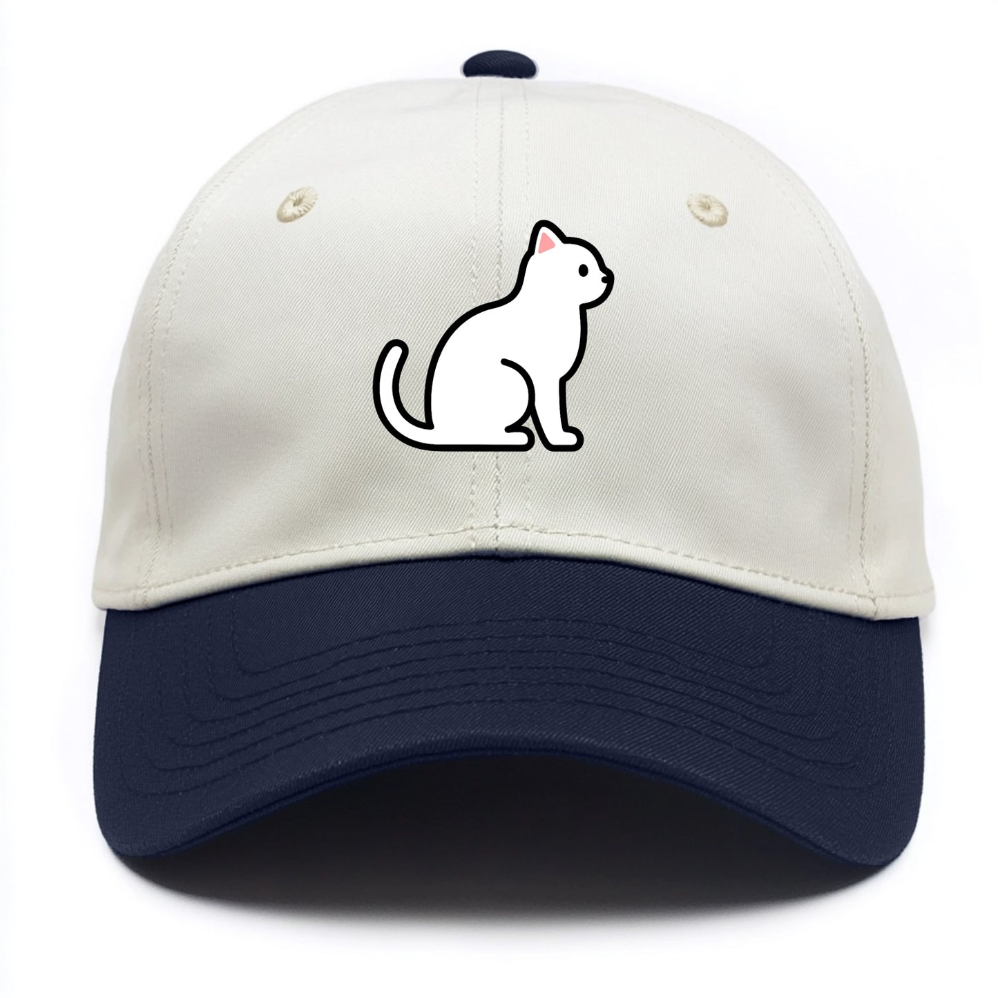 Domestic Shorthair - White classic flat side profile - Two Tone Cap - Navy