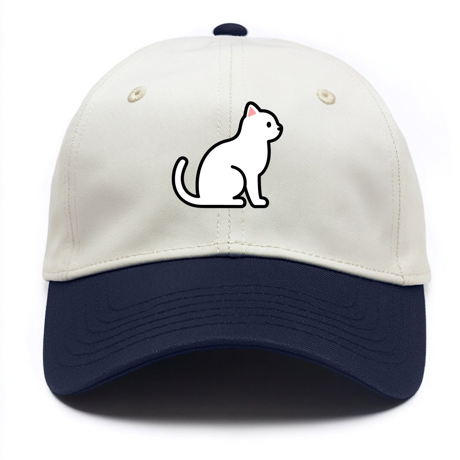 Domestic Shorthair - White classic flat side profile - Two Tone Cap - Navy