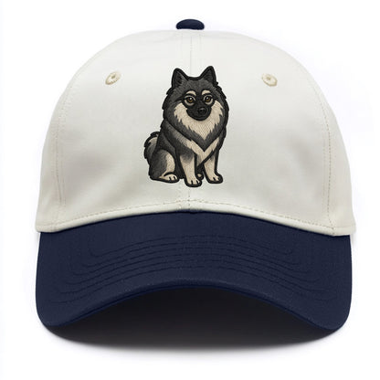 Keeshond - Gray and black spectacles embroidered design - Two Tone Cap - Navy