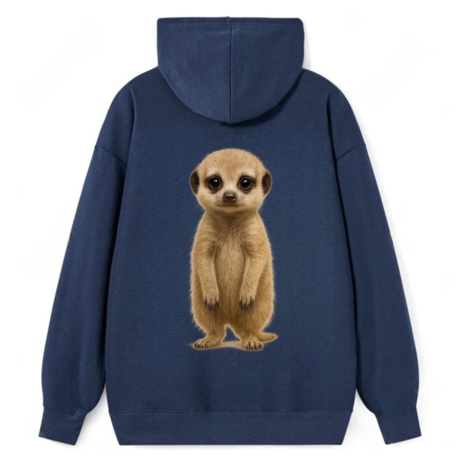 Baby Meerkat - tan fur, dark eye patches, alert stance, bright eyes, - Classic Pullover Hoodie - Navy