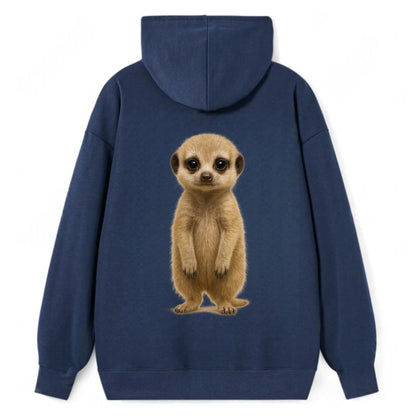 Baby Meerkat - tan fur, dark eye patches, alert stance, bright eyes, - Classic Pullover Hoodie - Navy