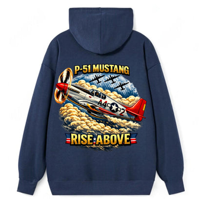 P 51 Mustang Rise Above - Classic Pullover Hoodie - Navy