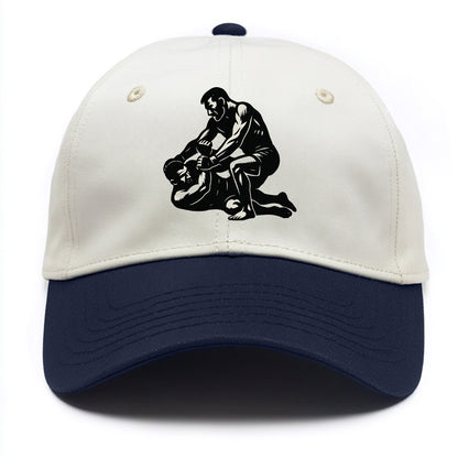 MMA fighter in ground submission hold - Two Tone Cap - Navy
