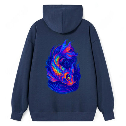 Sacred koi with scales reflecting rainbow prisms, yin-yang patterns in - Classic Pullover Hoodie - Navy