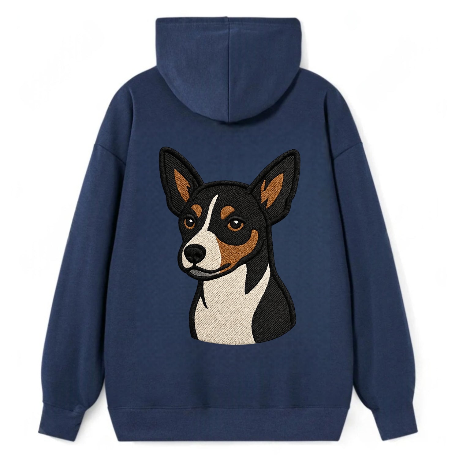 Rat Terrier - Tri-color embroidered pose - Classic Pullover Hoodie - Navy