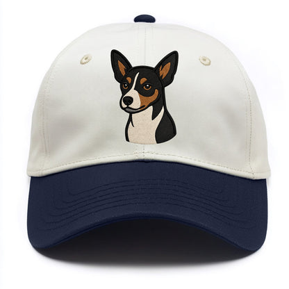 Rat Terrier - Tri-color embroidered pose - Two Tone Cap - Navy