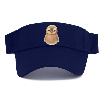 Baby King Penguin - orange cheek patches, fluffy brown, large eyes, front-facing, regal baby - Visor - Navy