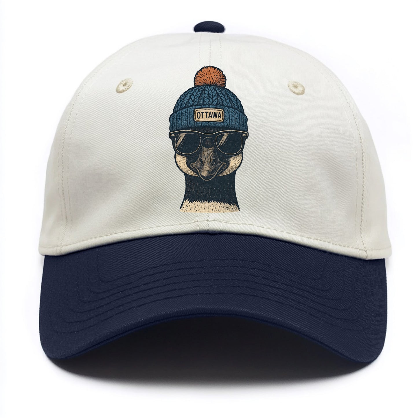 Ottawa Canadian Goose wearing Ottawa bea - Two Tone Cap - Navy