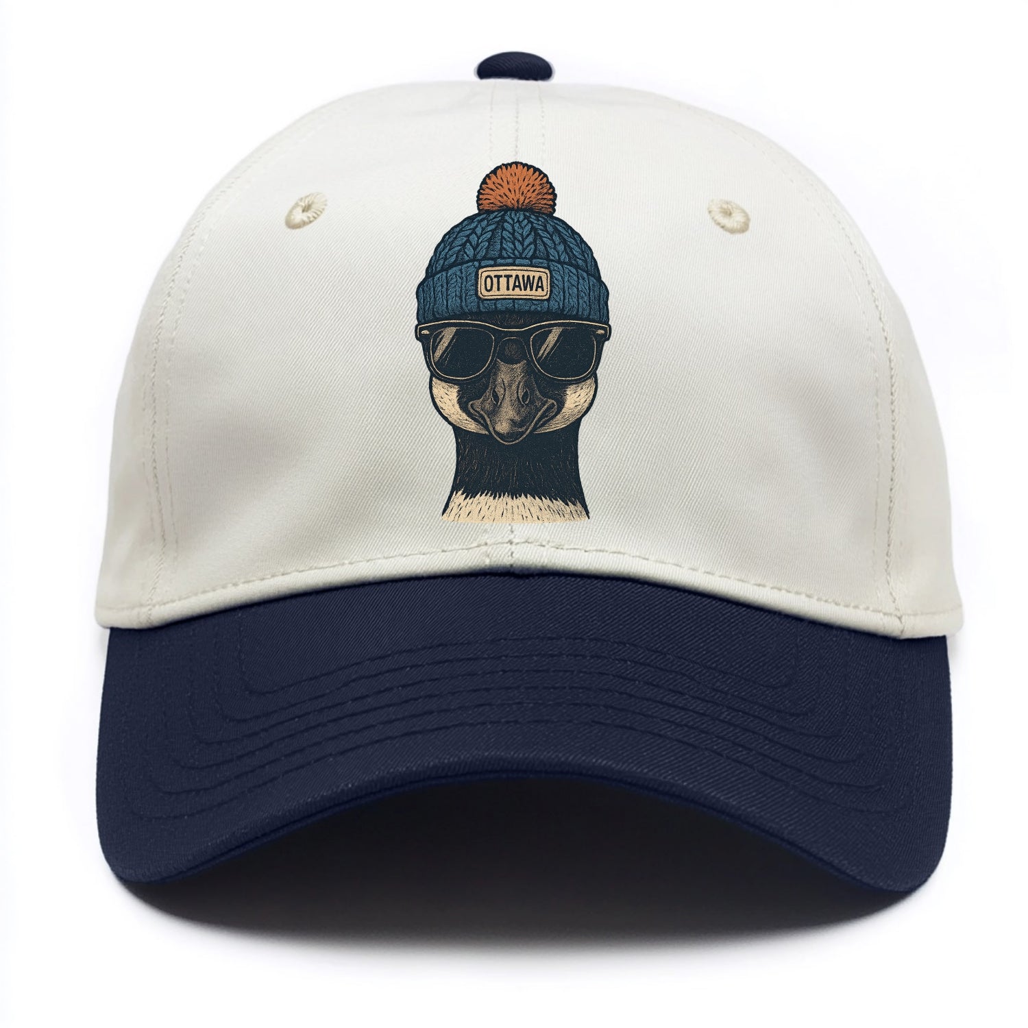 Ottawa Canadian Goose wearing Ottawa bea - Two Tone Cap - Navy