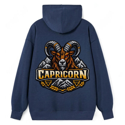 CAPRICORN GOAT - mountain goat in brown and gray , earth sign - Classic Pullover Hoodie - Navy