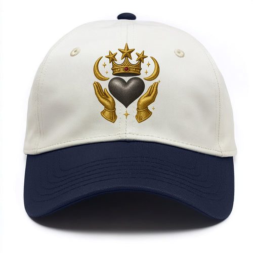 Sun goddess crown radiating golden rays over a midnight heart with henna-adorned - Two Tone Cap