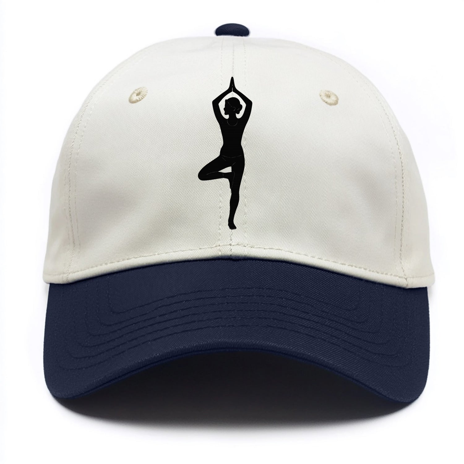 Yogi in tree pose silhouette - Two Tone Cap - Navy