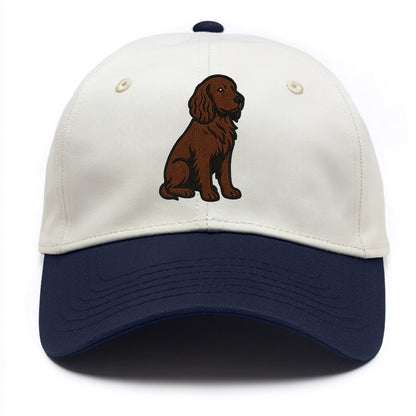 Field Spaniel - Liver colored embroidered sitting design - Two Tone Cap - Navy