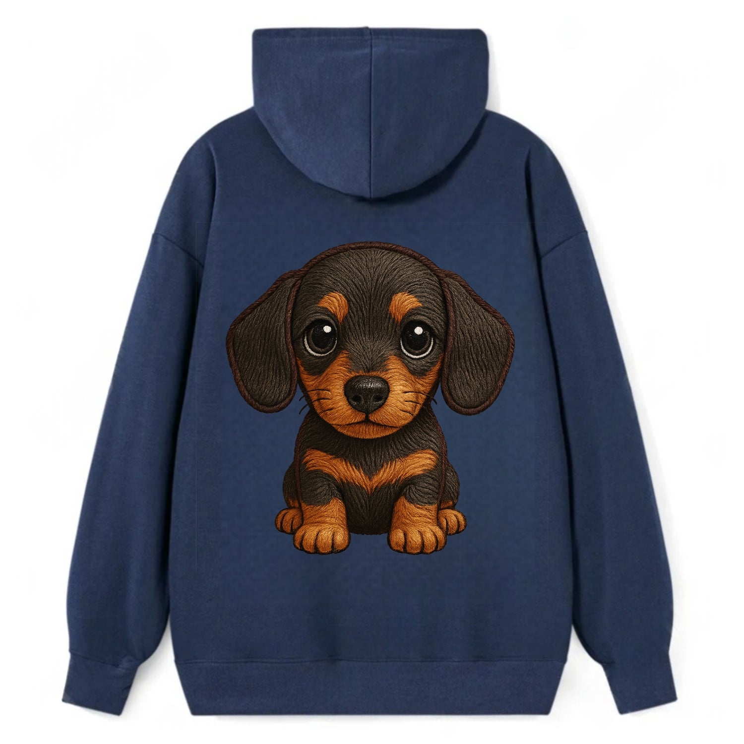 Baby Dachshund Puppy - long body, short legs, floppy ears, curious eyes, - Classic Pullover Hoodie - Navy
