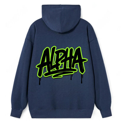 Bold typography design - "ALPHA" - leader of the pack - Classic Pullover Hoodie - Navy