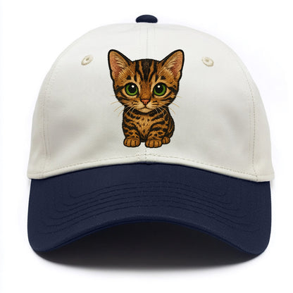 Baby Bengal Kitten - spotted/marbled wild coat, green eyes, athletic build, - Two Tone Cap - Navy