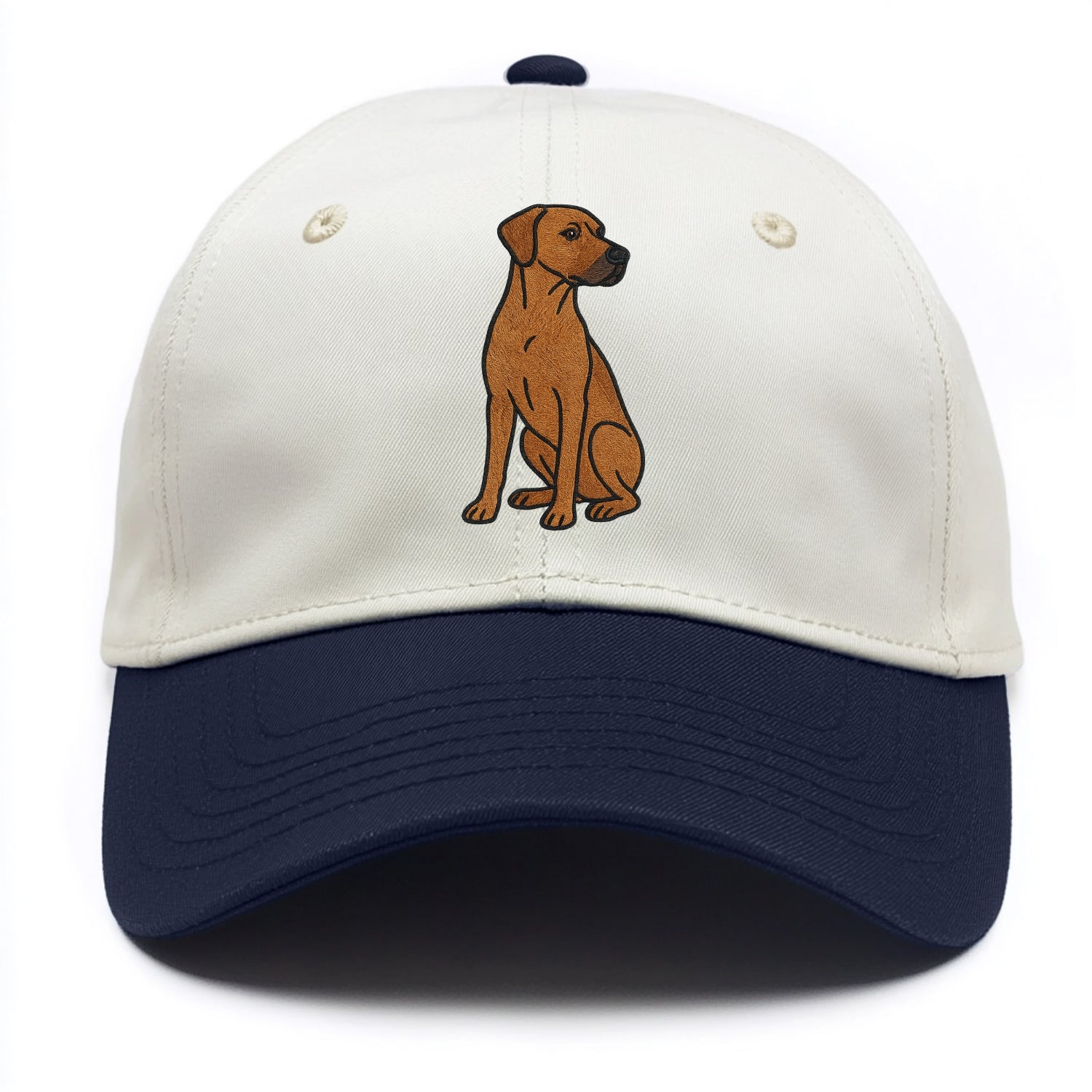 Rhodesian Ridgeback - Red wheaten embroidered pose - Two Tone Cap - Navy