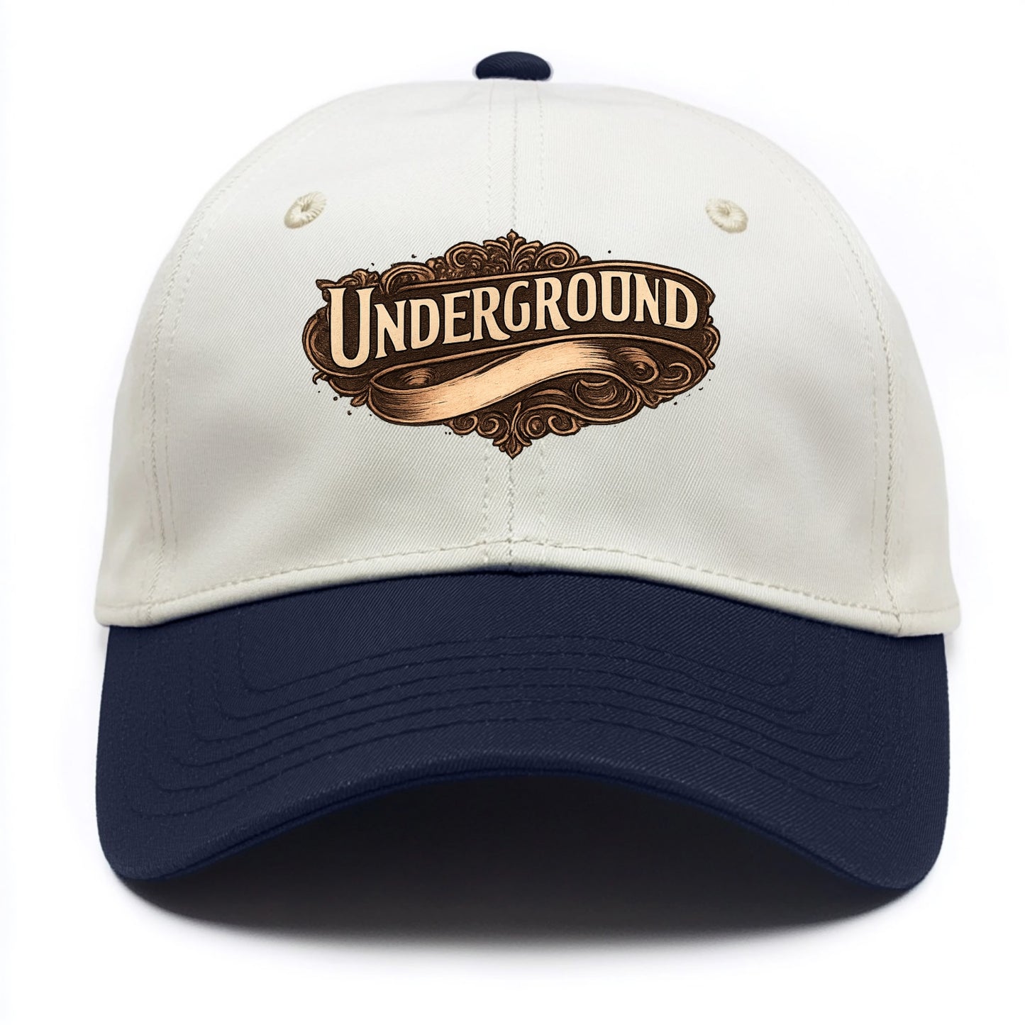 Bold typography design - "UNDERGROUND" - hidden scene, alternative - Two Tone Cap - Navy