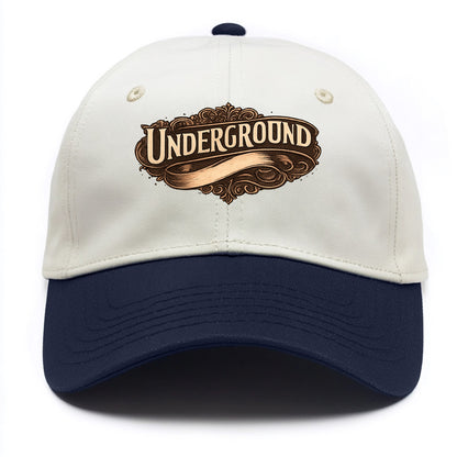Bold typography design - "UNDERGROUND" - hidden scene, alternative - Two Tone Cap - Navy