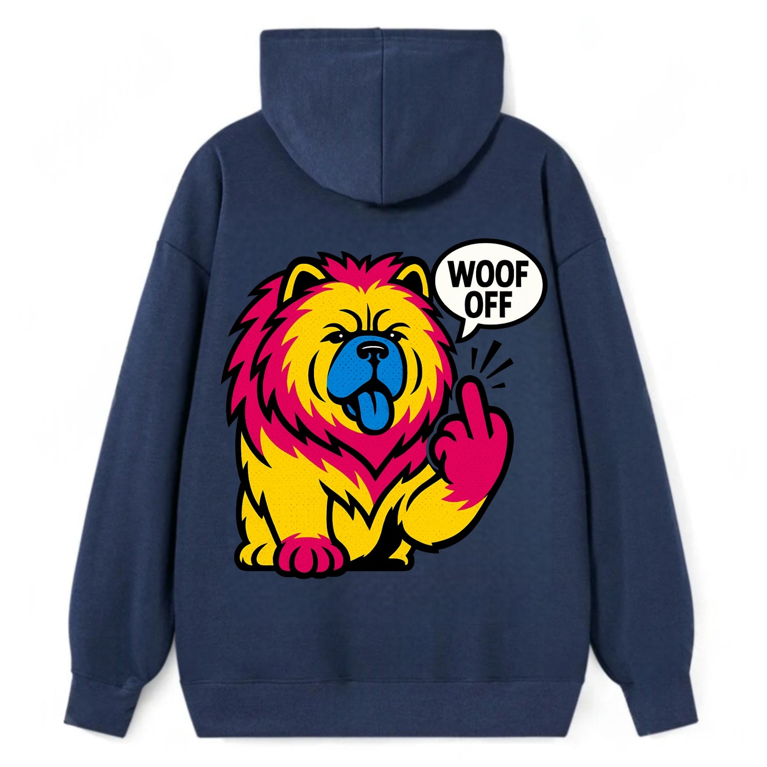 Chow Chow with lion mane and blue-black tongue, fluffy dignified paw up - Classic Pullover Hoodie - Navy