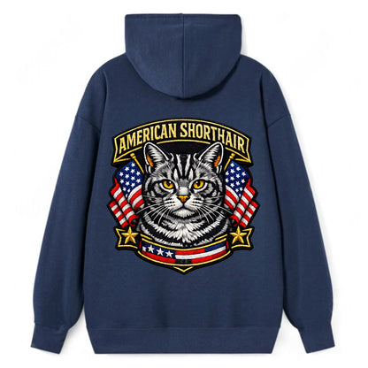 AMERICAN SHORTHAIR - classic american cat in silver tabby , all-American - Classic Pullover Hoodie - Navy