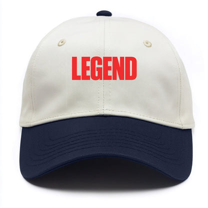 Bold typography design - "LEGEND" - remarkable person, iconic status - Two Tone Cap - Navy
