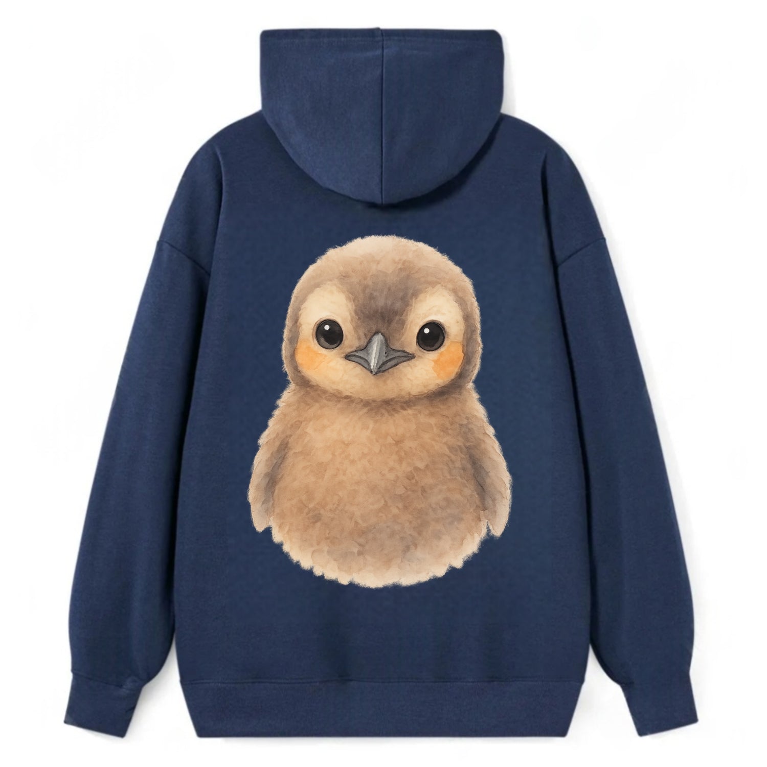 Baby King Penguin - orange cheek patches, fluffy brown, large eyes, - Classic Pullover Hoodie - Navy