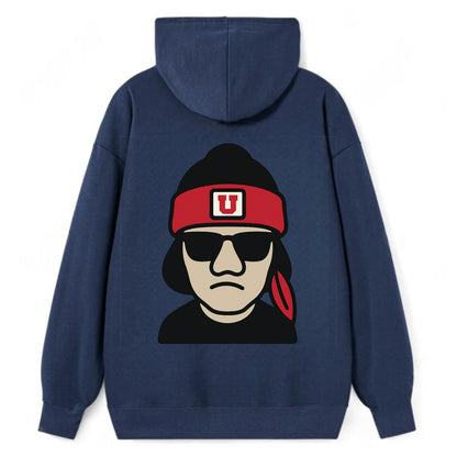 Salt Lake Ute wearing Utah beanie with U patch - Classic Pullover Hoodie - Navy