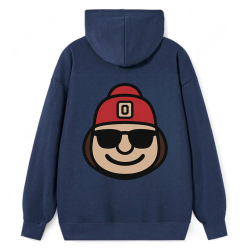 Columbus Brutus wearing Ohio State beanie with Block O patch - Classic Pullover Hoodie