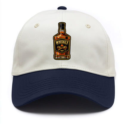 WHISKEY BOTTLE - bourbon bottle in amber and gold , spirits connoisseur - Two Tone Cap - Navy