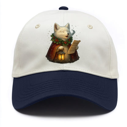 Snowbound Arctic Fox Caroler  - Two Tone Cap - Navy