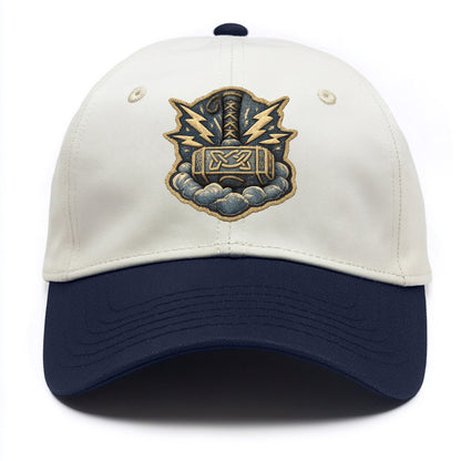 THOR HAMMER MJOLNIR - mighty hammer in silver and blue , thunder god - Two Tone Cap - Navy