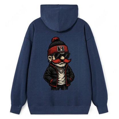 Lubbock Raider wearing Texas Tech beanie with guns up patch - Classic Pullover Hoodie - Navy