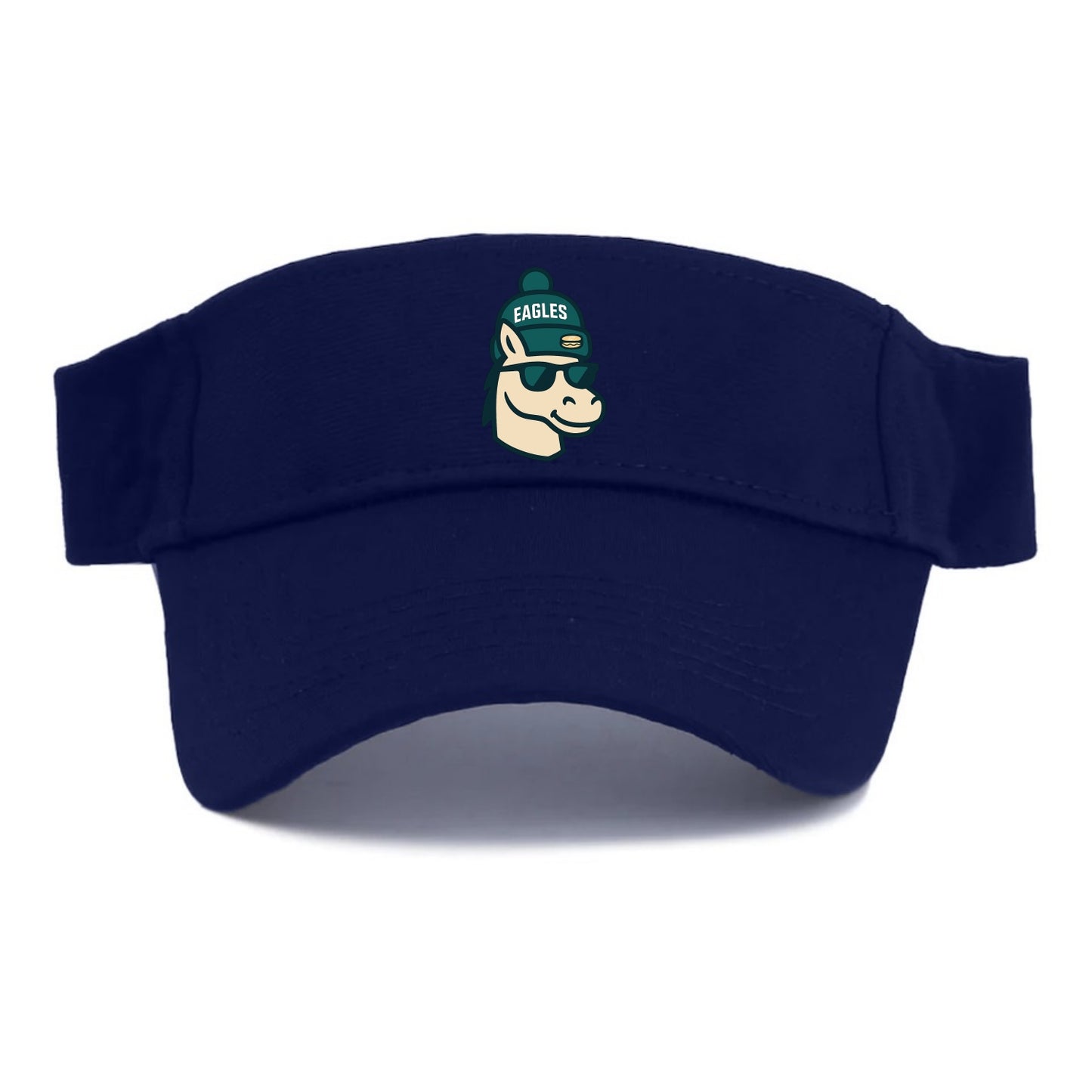 Philadelphia Horse wearing Eagles beanie with cheesesteak patch and wayfarer sunglasses - Visor - Navy