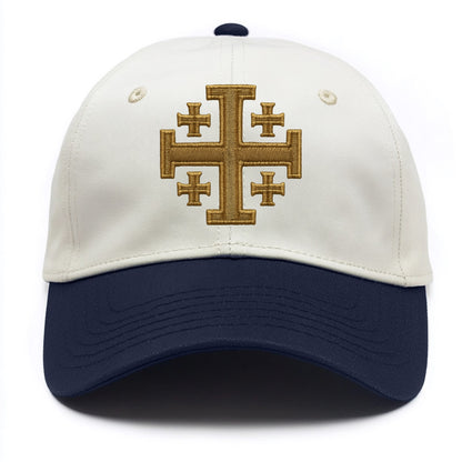 Jerusalem Cross  - Two Tone Cap - Navy