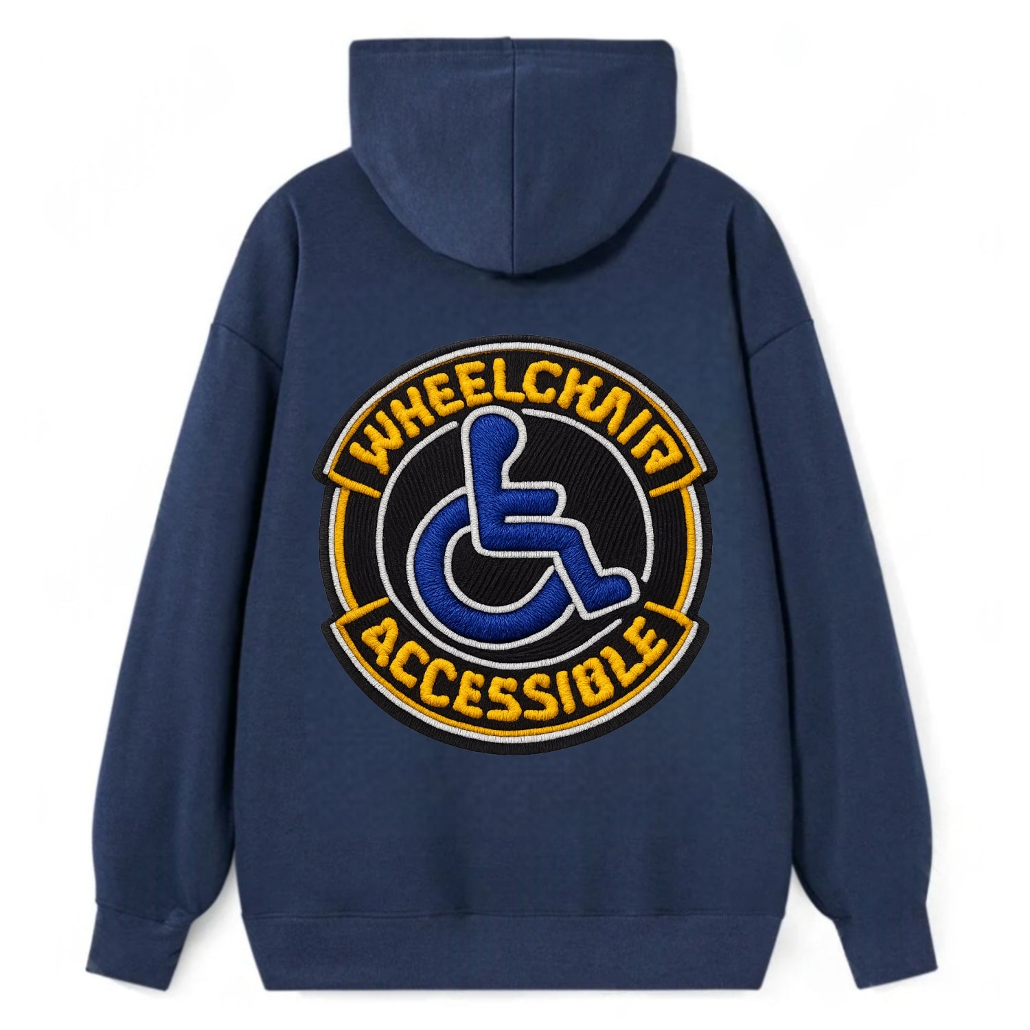 WHEELCHAIR ACCESSIBLE - accessibility symbol in blue , inclusion - Classic Pullover Hoodie - Navy